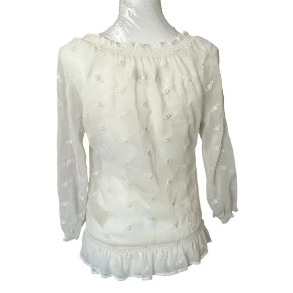 Abercrombie Fitch Sz XS Sheer Blouse Ruffles Elastic Waist Embroidered Victorian - Picture 5 of 16